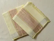 Damodar . दामोदर ✩ Handloom Cotton x Cotton Dhoti Khes - Silver Border