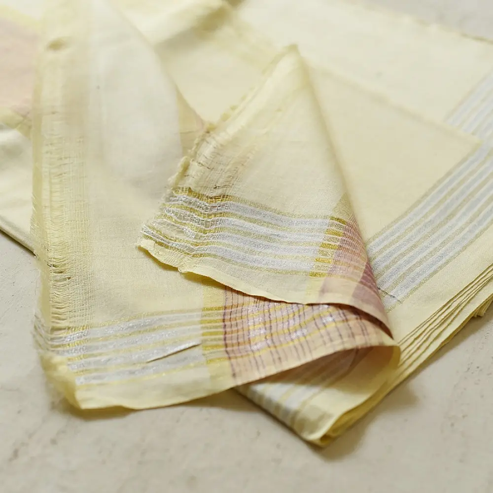 shop Handloom Cotton x Cotton Dhoti Khes - Silver Border
