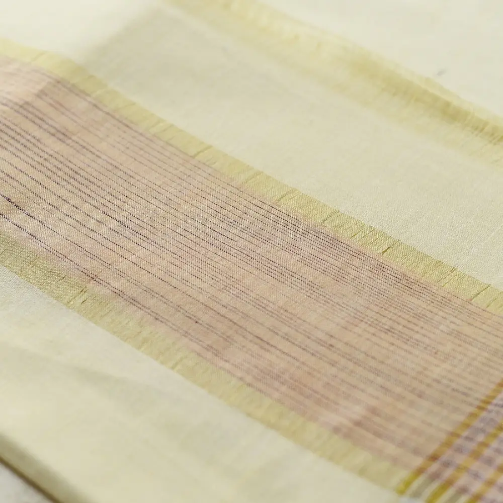 shop Handloom Cotton x Cotton Dhoti Khes - Silver Border