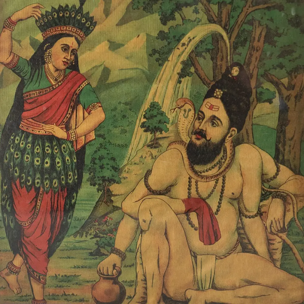 Indian Antique Shiv Shankar Painting 
