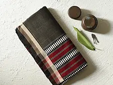 Sadaa . सदा ✡ Begampuri Cotton Saree - Carbon Black