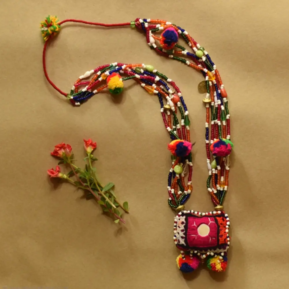 Handmade Tribal Necklace With Bead Work & Mirror work