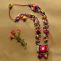 FolkLove | Handmade Tribal Necklace With Bead Work & Mirror work