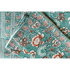 Landscapes Under My Roof ✿ Sanganeri Hand block Printed Double Bedsheet  with Pillow Covers- Green