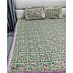 shop Sanganeri Hand block Printed Double Bedsheet  with Pillow Covers- Light Green