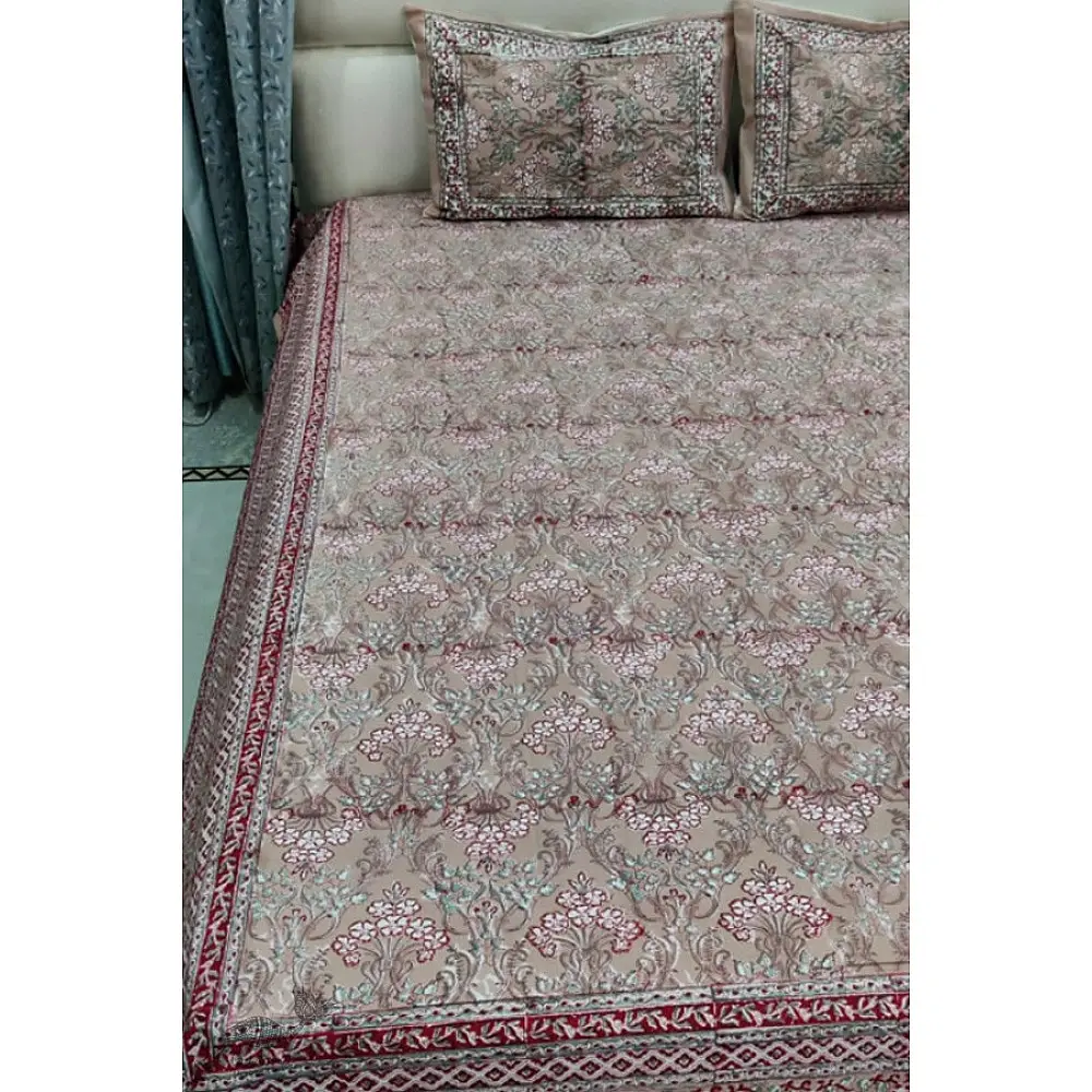 shop Sanganeri Double Bedsheet  with Pillow Covers 