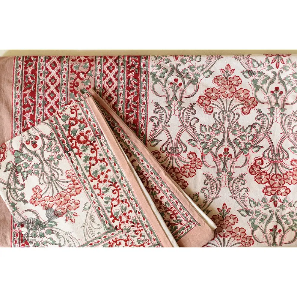 shop Sanganeri Double Bedsheet  with Pillow Covers 