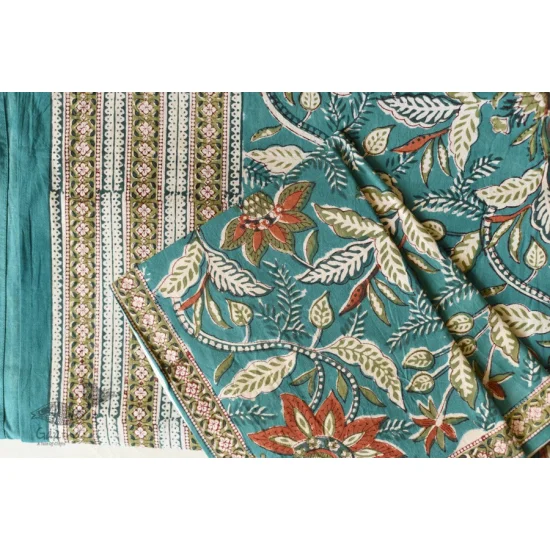 shop Sanganeri Hand block Printed Double Bedsheet With Two Pillow Covers