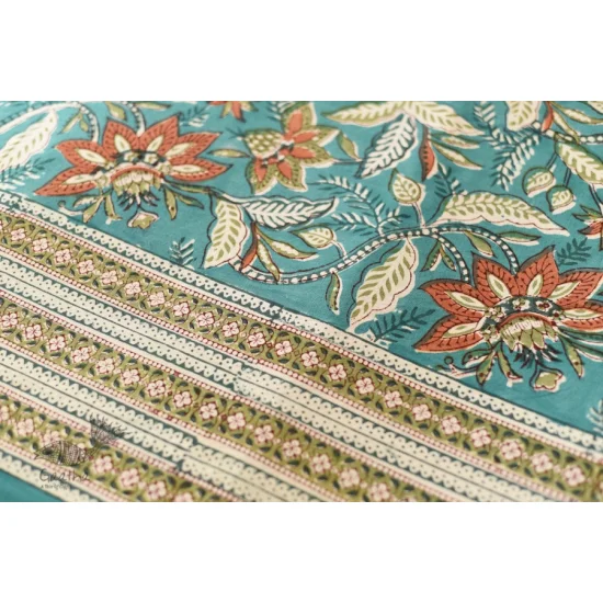 shop Sanganeri Hand block Printed Double Bedsheet With Two Pillow Covers