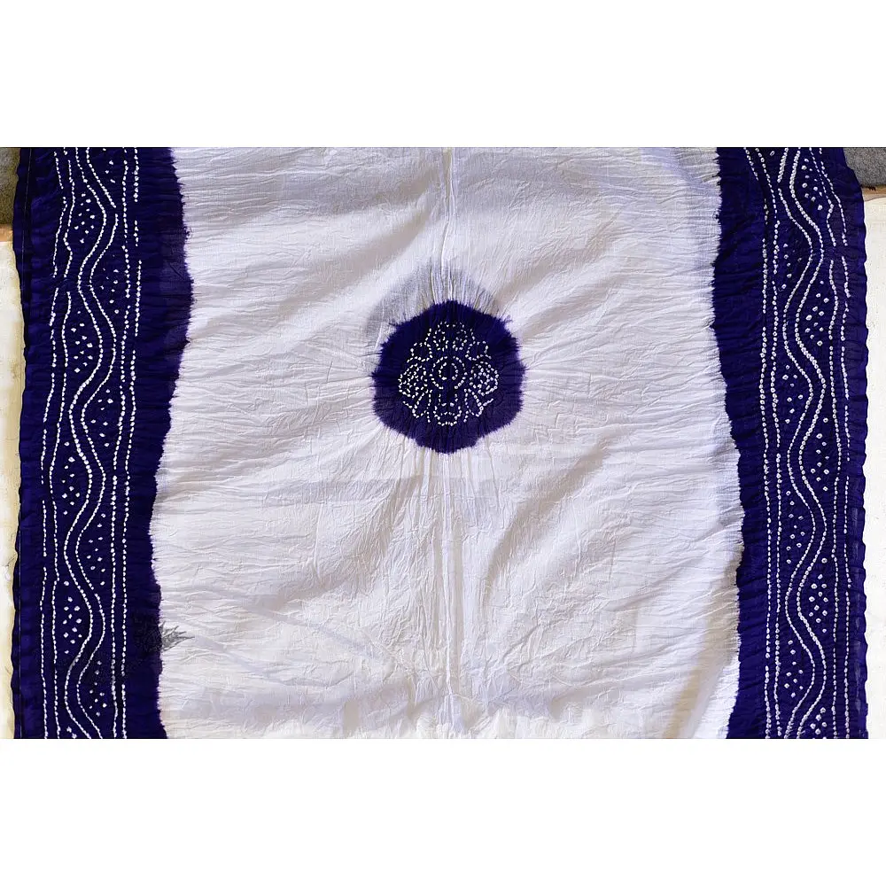 latest collection of cotton bandhni Blue-Peach sarees
