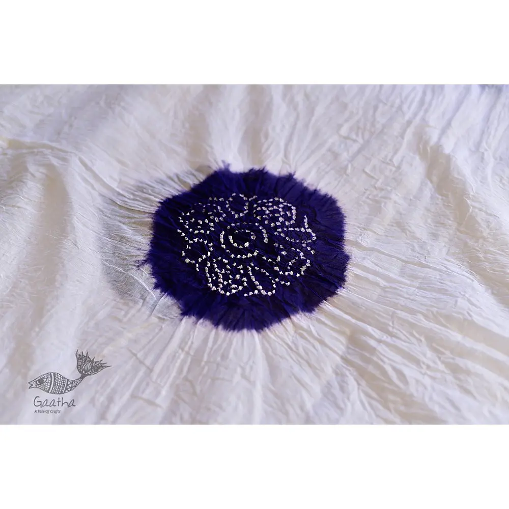 latest collection of cotton bandhni Blue-Peach sarees