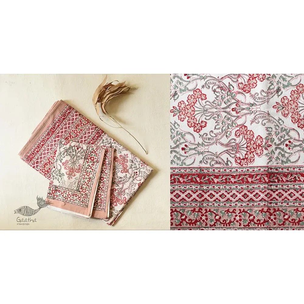 shop Sanganeri Double Bedsheet  with Pillow Covers 