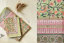 Sanganeri Hand block Printed Double Bedsheet  |with Pillow | Floral Design