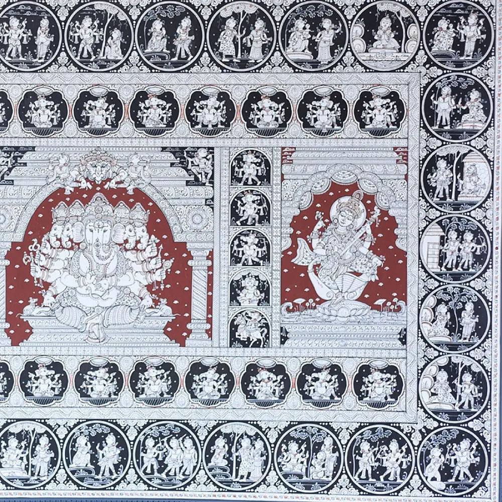 shop Traditional patachitra painting - Panchmukhi Ganesha