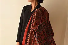 Kimono | Ajrakh Block Printed And Denim Reversible Jacket 
