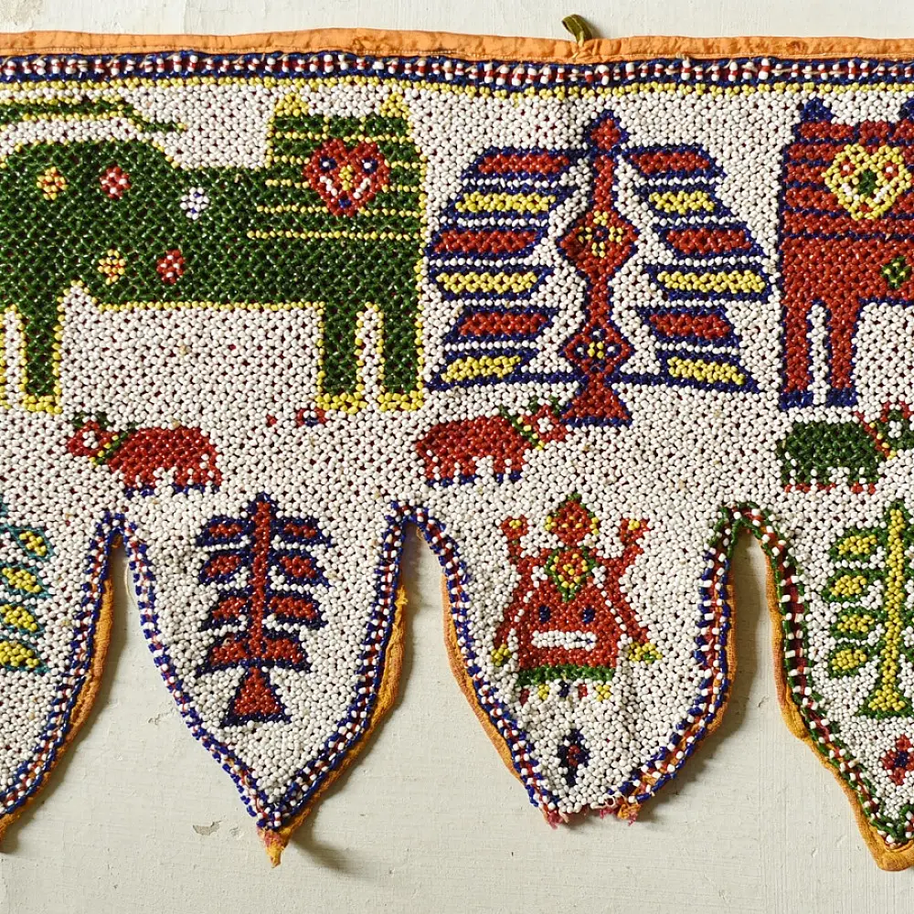 Gujrat Bead Work - Old & Antique Wall Hanging - Lion Motif