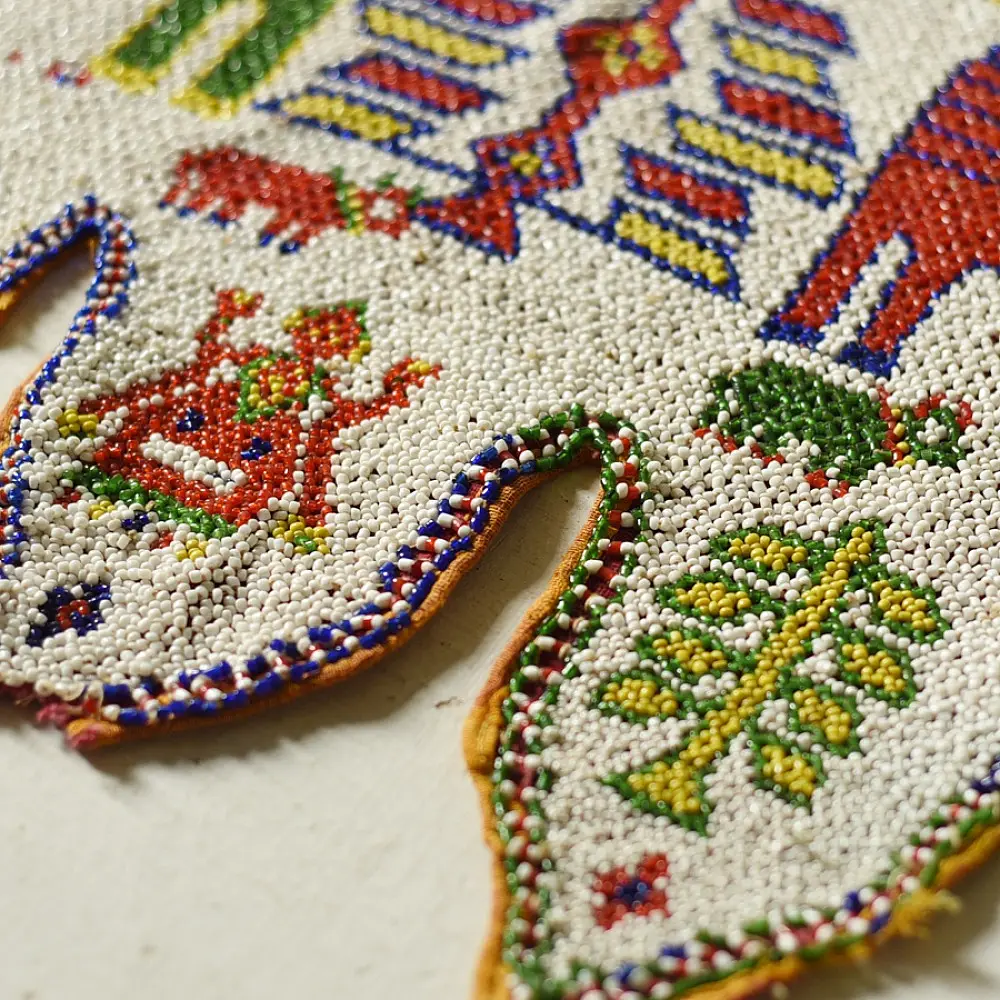 Gujrat Bead Work - Old & Antique Wall Hanging - Lion Motif