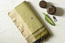 Sadaa . सदा ✡ Begampuri Cotton Saree - Light Green Color