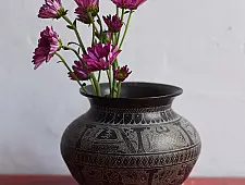 Antiquities from Khajuraho ~ Online Hand-Carved Brass Kalash
