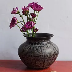 Antiquities from Khajuraho ~ Online Hand-Carved Brass Kalash