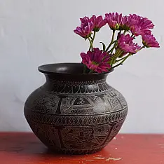 Antiquities from Khajuraho ~ Online Hand-Carved Brass Kalash