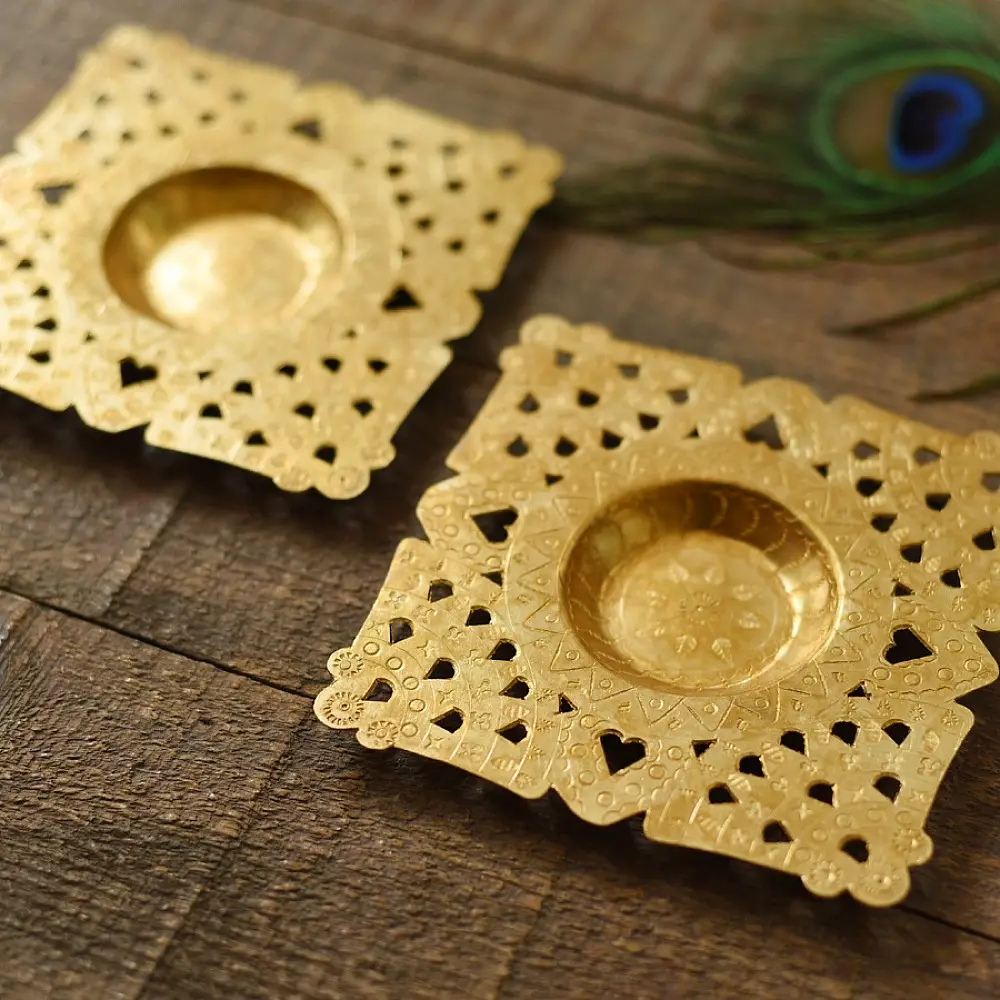 shop Brass Handmade Square T-Light Holder (Set of Two)