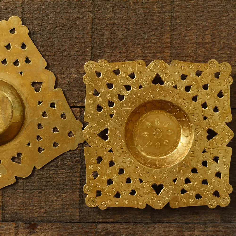 shop Brass Handmade Square T-Light Holder (Set of Two)