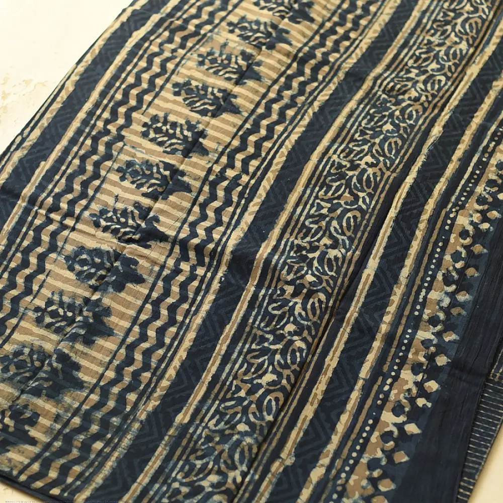 Exclusive Indigo Dabu Printed Cotton Saree