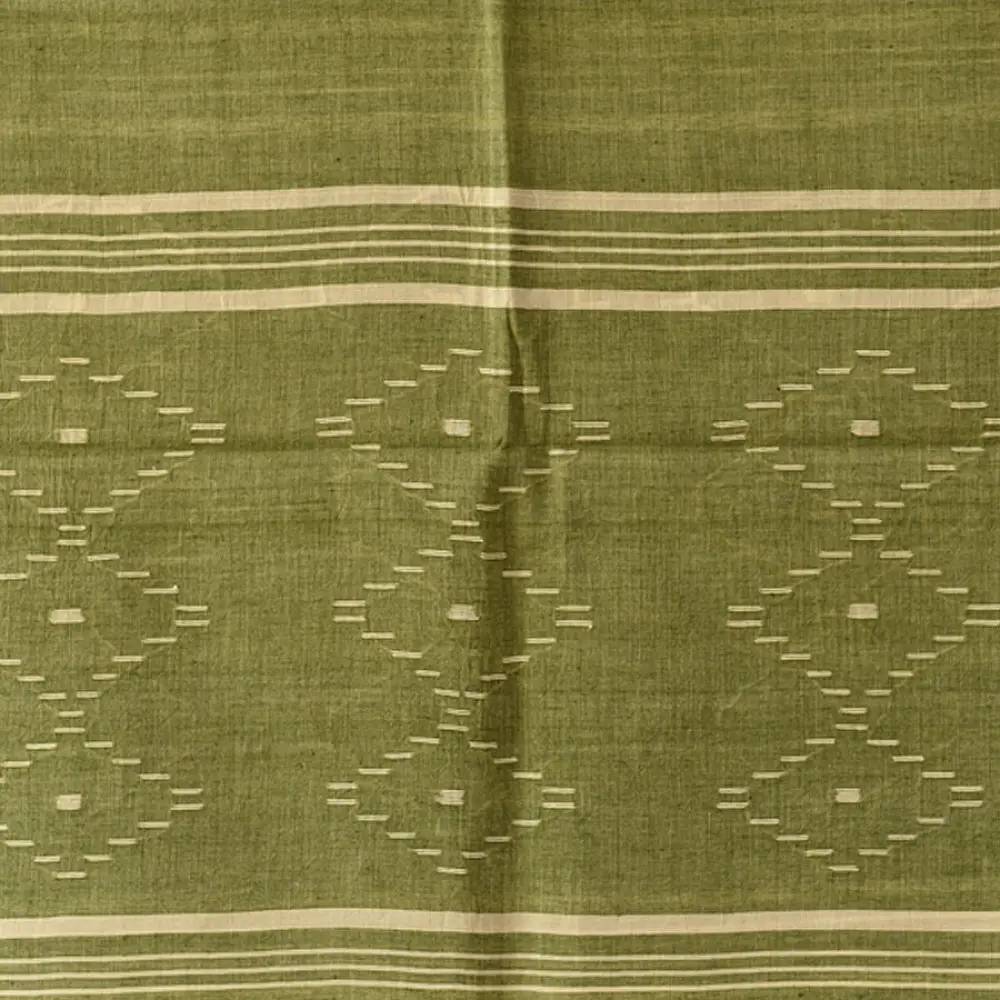 shop Handloom Soft Cotton Jamdani Stole - Light Green