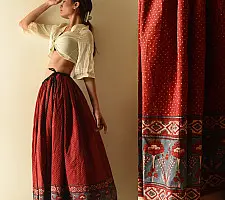 Flowers in a River | Ajrakh Prints Long Skirt / Ghagra With Natural Dyed - Maroon