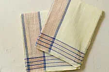Damodar . दामोदर ✩ Handloom Cotton x Cotton Dhoti Khes - Blue Border