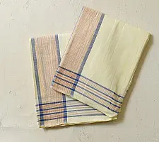Damodar . दामोदर ✩ Handloom Cotton x Cotton Dhoti Khes - Blue Border