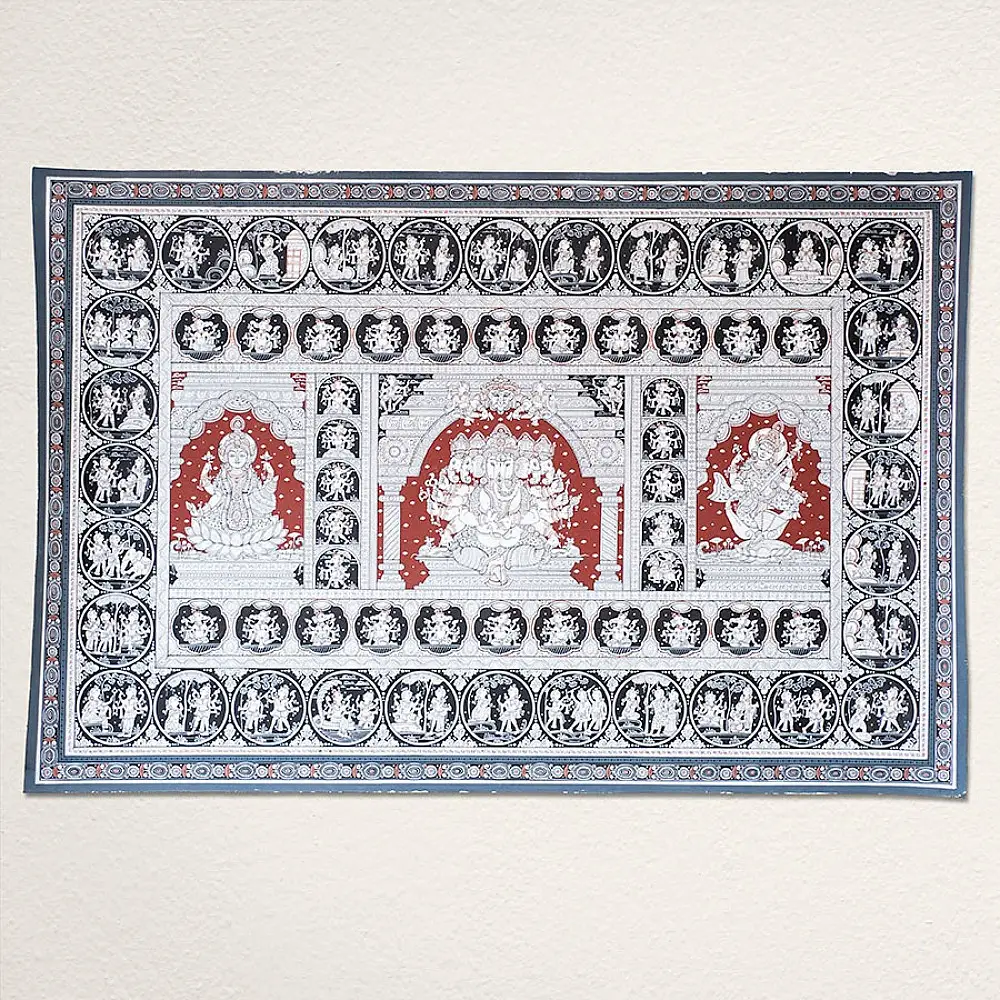 shop Traditional patachitra painting - Panchmukhi Ganesha