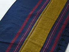 Sadaa . सदा ✡ Handloom Begampuri Cotton Saree With Woven Border - Navy Blue