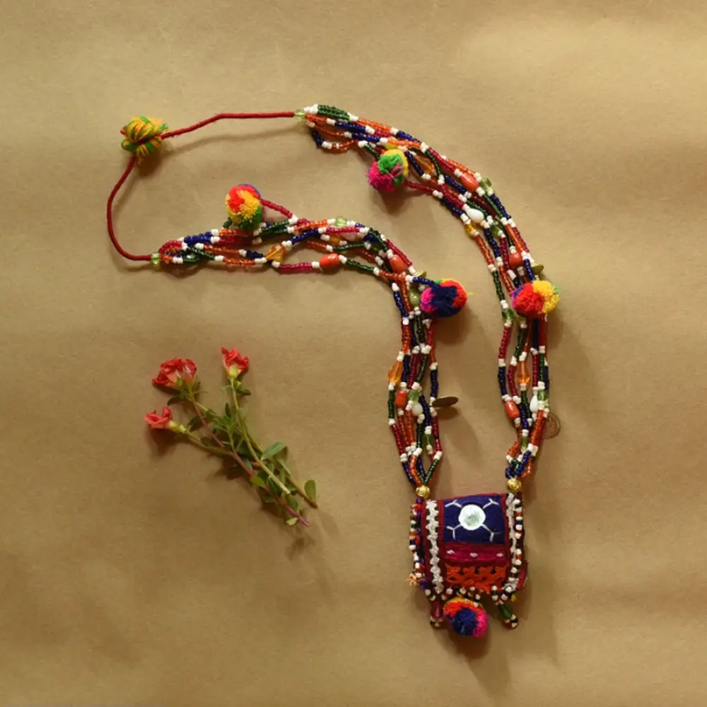 Handmade Tribal Necklace With Bead Work & Mirror work