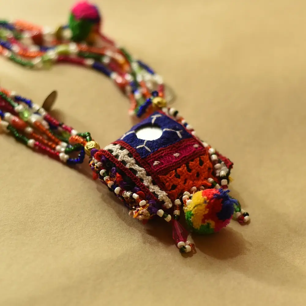 Handmade Tribal Necklace With Bead Work & Mirror work