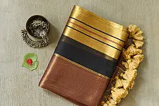 कमला | Handloom Zari Cotton Saree | Rust orange