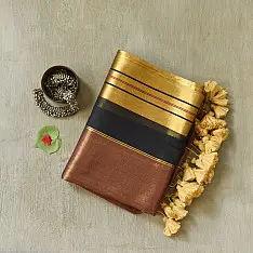 कमला | Handloom Zari Cotton Saree | Rust orange