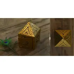 Ahar ✽ Brass ~ A Lamp with Diya (6.5" x 6.5 " x 7") -  3