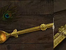 Ahar ✽ Brass ~ Kitchen Decor Wall Hanging Spoon (27" x 3.3" x 1") - B