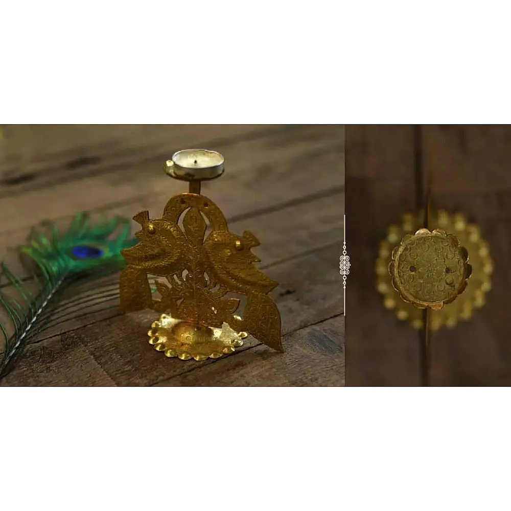 brass Peacock candle stand