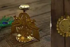Ahar ✽ Brass ~ Peacock Candle Stand (5.5" x 5.5" x 3") ✽ 30