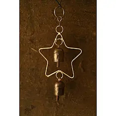 Jingles & Carrolls ~ Kutch Metal Hanging Bell - Star With Two Bells
