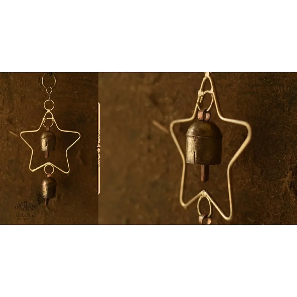 shop handmade iron hanging bell - Star With Two Bells