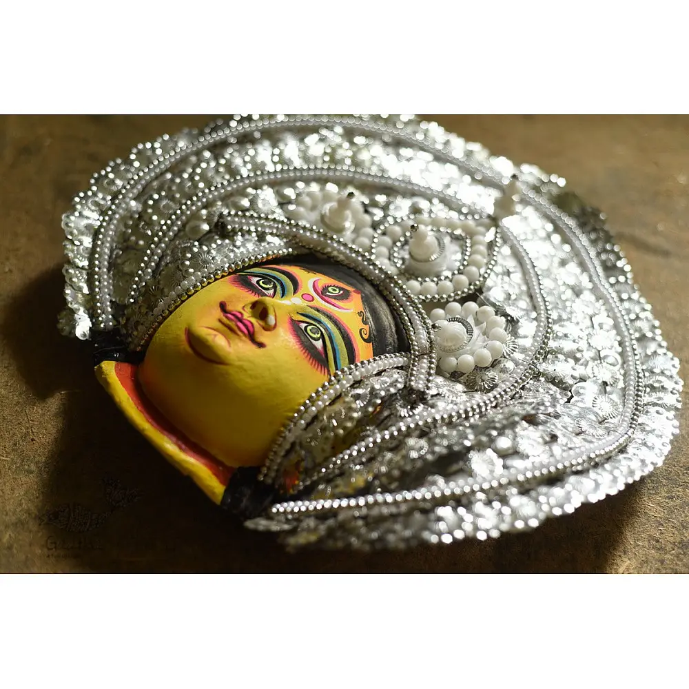 shop handmade chhau mask from bangal - durga-silver