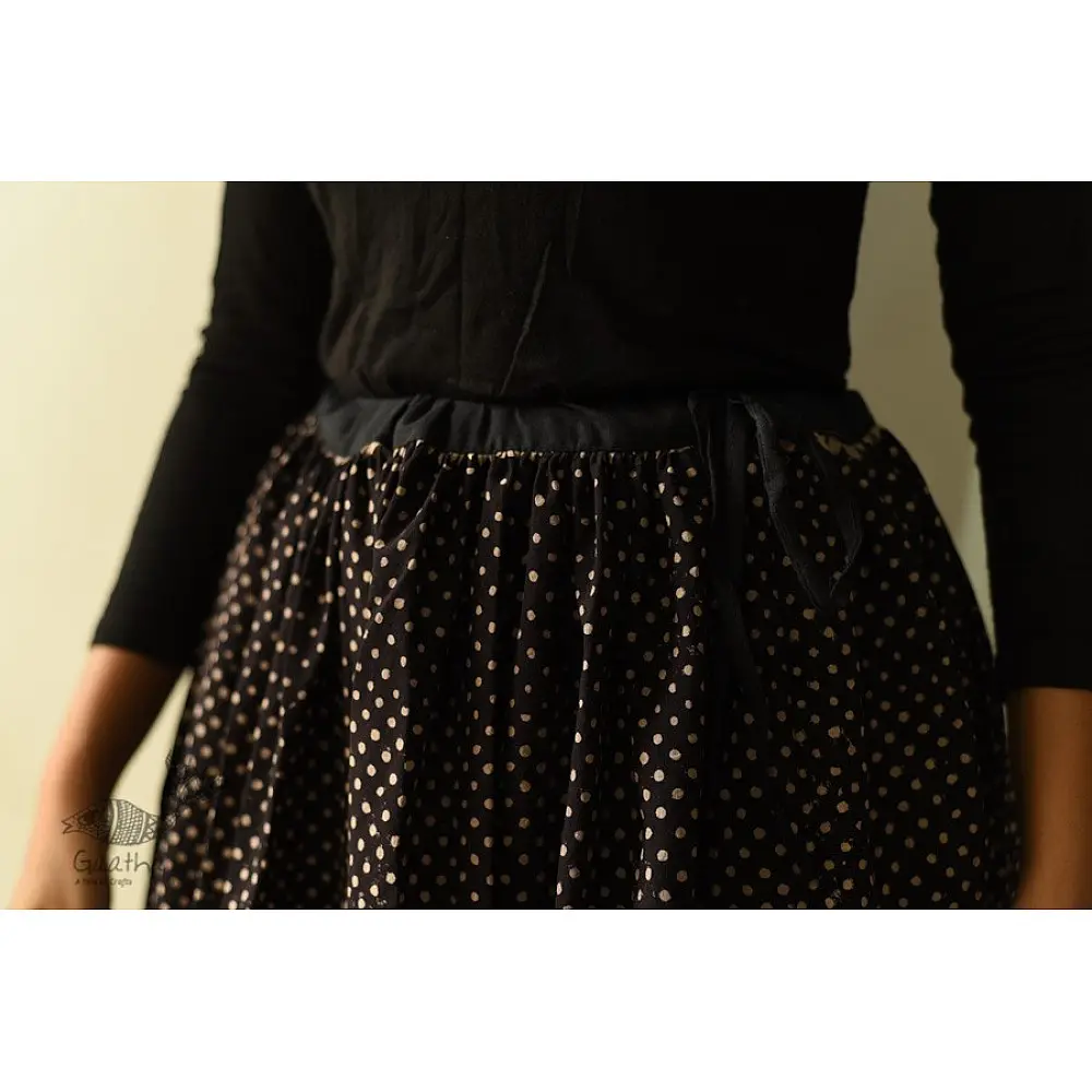 shop Jawariya Block Printed Long Skirt / Ghagra - black