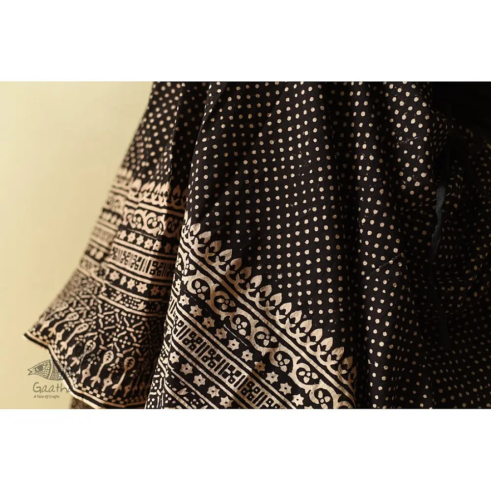 shop Jawariya Block Printed Long Skirt / Ghagra - black