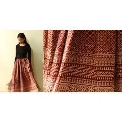 Flowers in a River | Jawariya Block Printed Long Skirt / Ghagra - Red