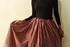 Flowers in a River | Jawariya Block Printed Long Skirt / Ghagra - Red