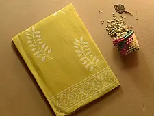 Indigenous Impressions ❣ Bagru Block Printed Cotton Yellow Saree